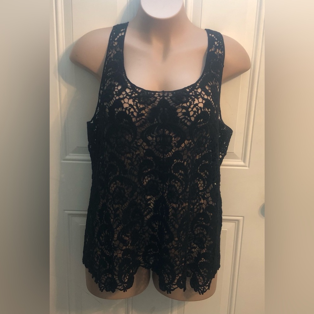 Lane Bryant Beautiful Lace Tank Top Over-piece in Black